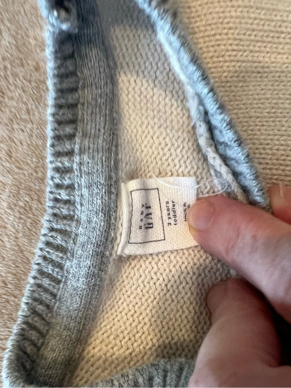 GAP Cream Penguin Knit Sweater with Black and Gray Trim